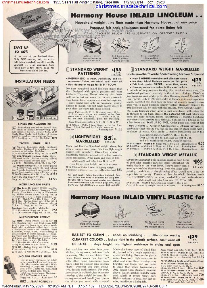 1955 Sears Fall Winter Catalog, Page 886