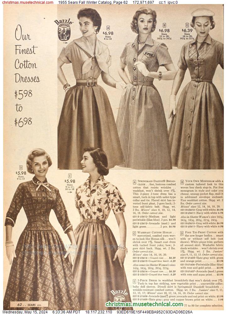 1955 Sears Fall Winter Catalog, Page 62