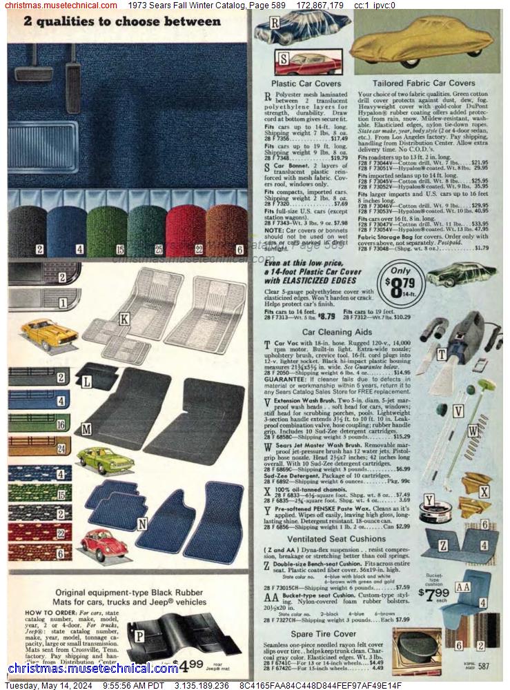 1973 Sears Fall Winter Catalog, Page 589