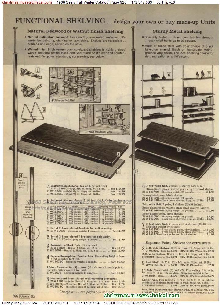1968 Sears Fall Winter Catalog, Page 926