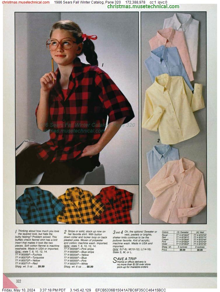 1986 Sears Fall Winter Catalog, Page 320