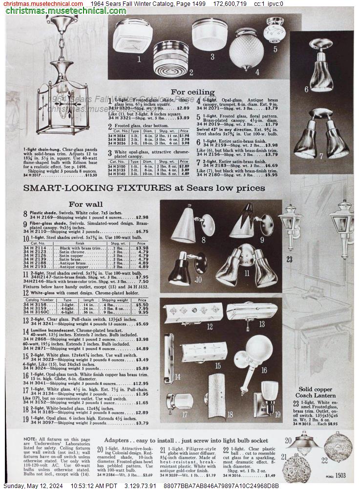 1964 Sears Fall Winter Catalog, Page 1499