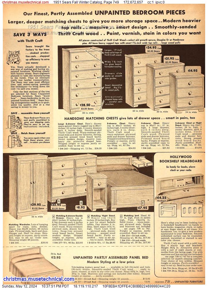 1951 Sears Fall Winter Catalog, Page 749