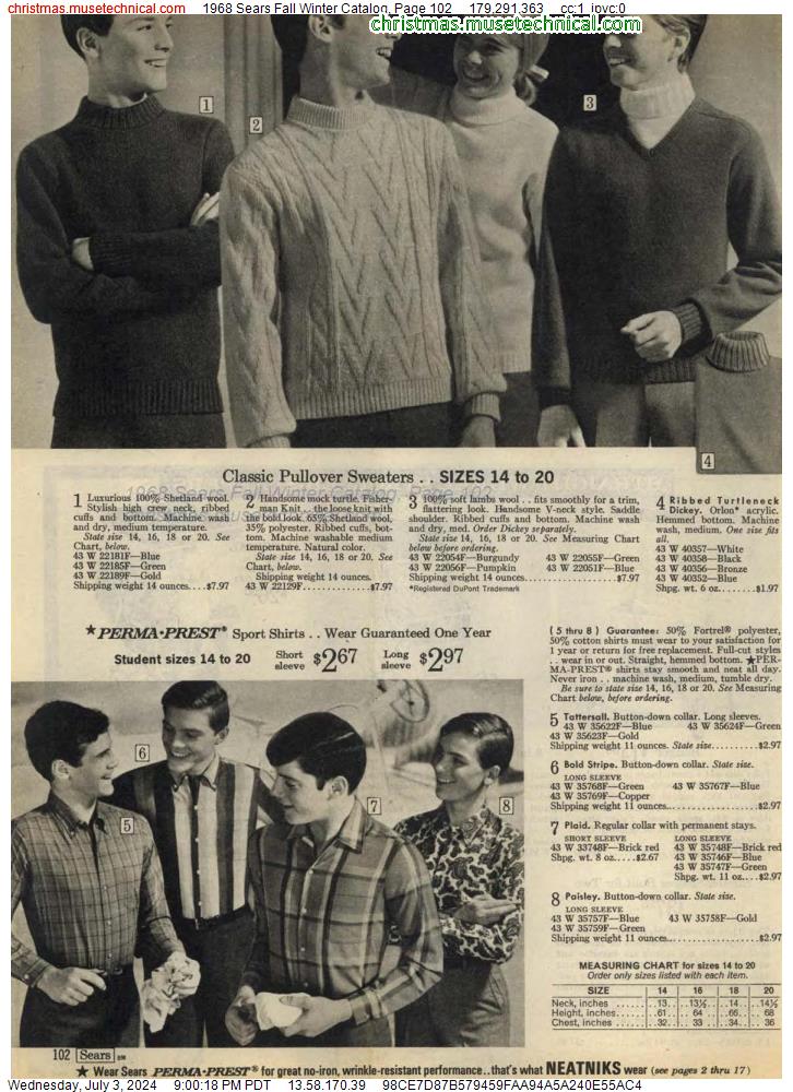 1968 Sears Fall Winter Catalog, Page 102