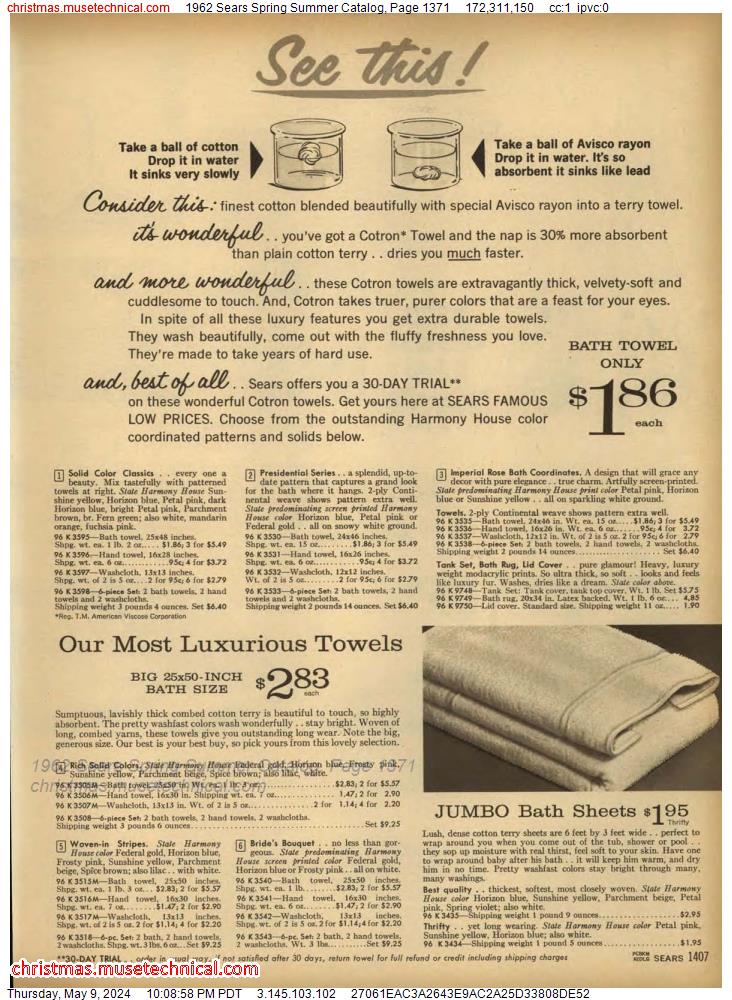 1962 Sears Spring Summer Catalog, Page 1371