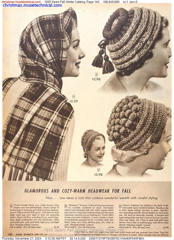 1955 Sears Fall Winter Catalog, Page 140