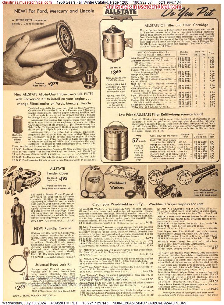 1956 Sears Fall Winter Catalog, Page 1200