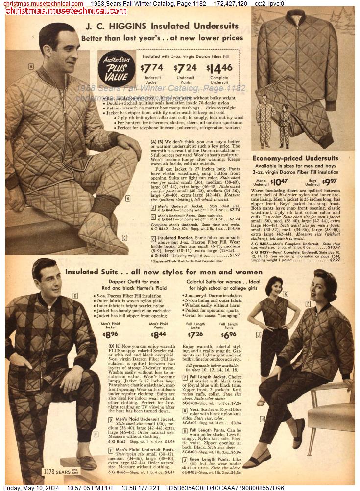 1958 Sears Fall Winter Catalog, Page 1182