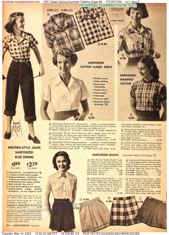 1951 Sears Spring Summer Catalog, Page 66
