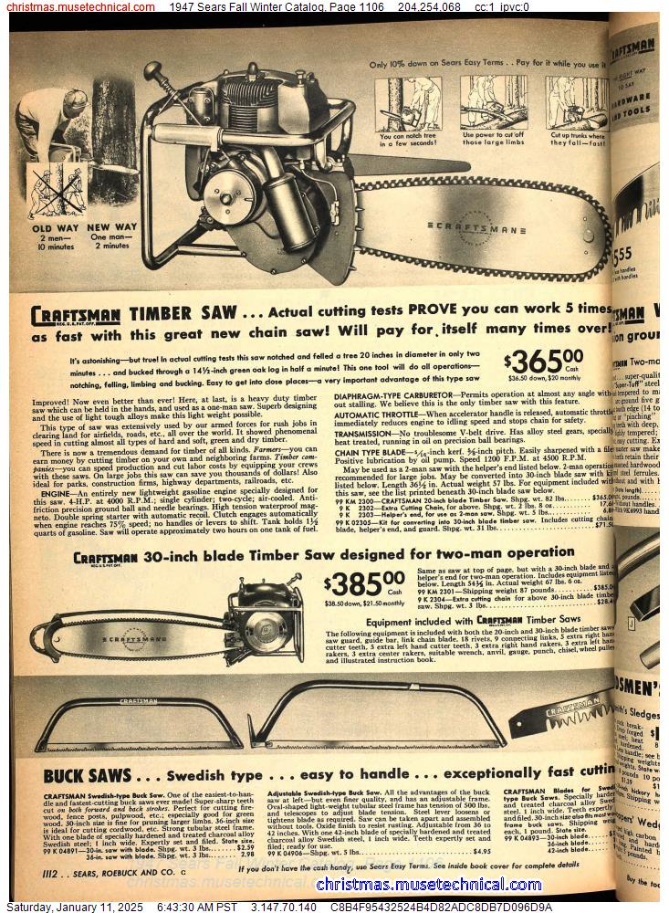 1947 Sears Fall Winter Catalog, Page 1106