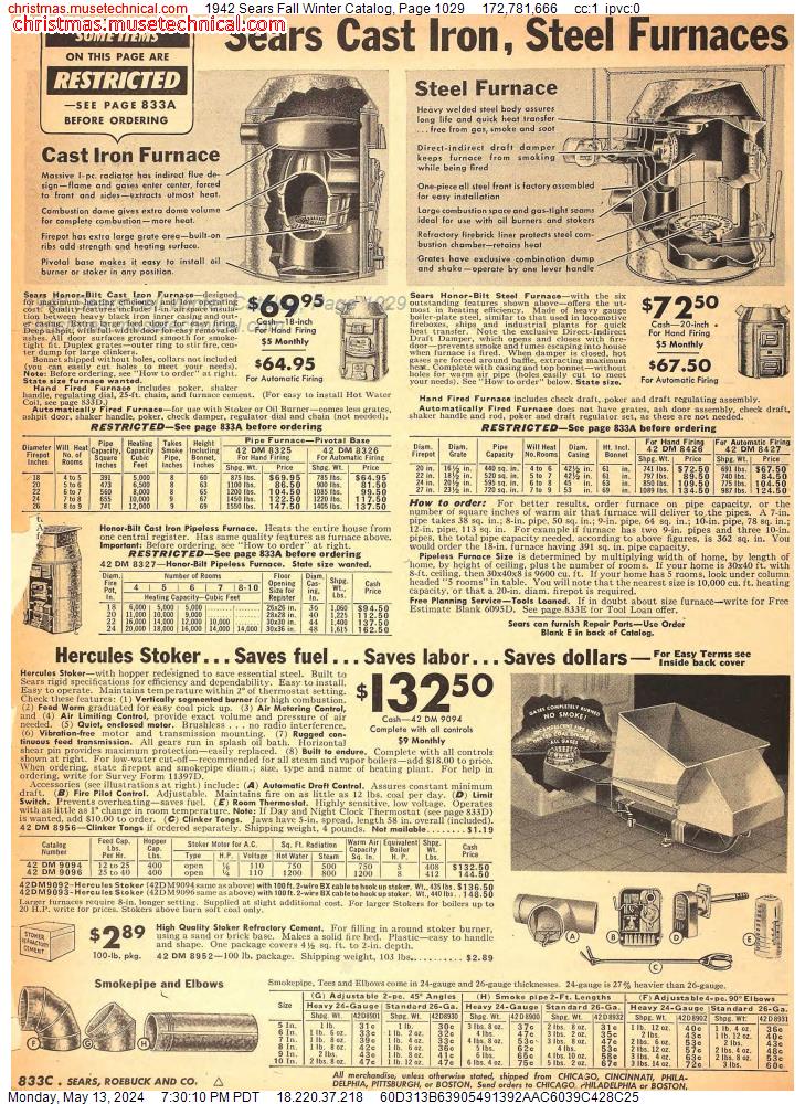 1942 Sears Fall Winter Catalog, Page 1029