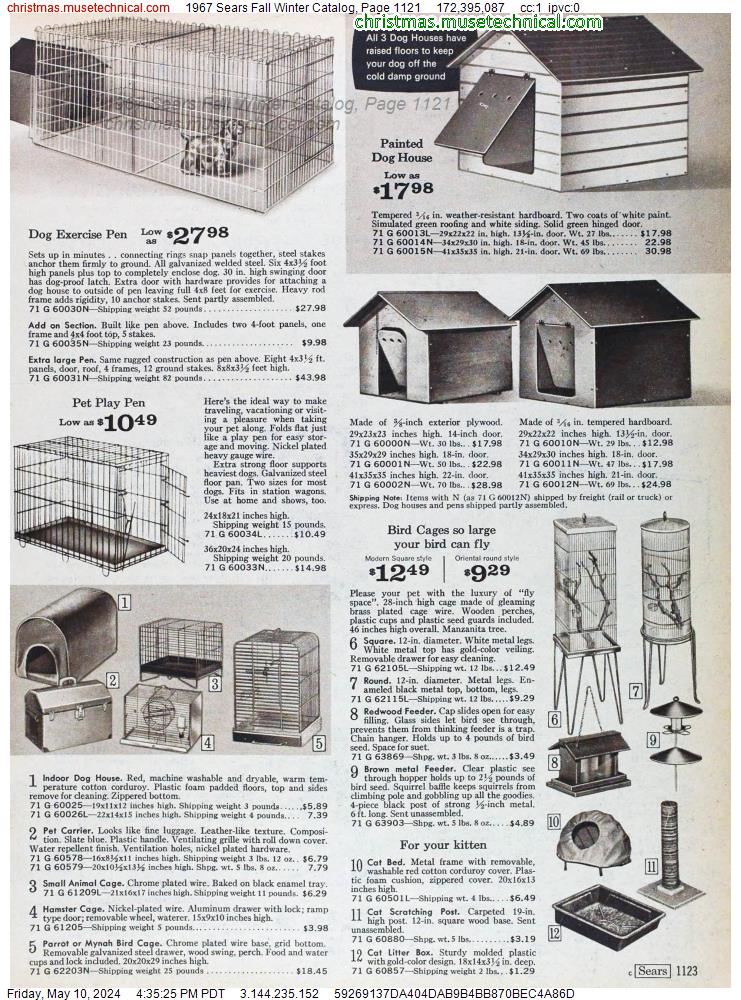 1967 Sears Fall Winter Catalog, Page 1121