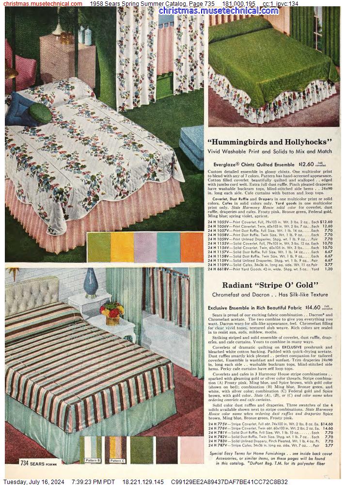 1958 Sears Spring Summer Catalog, Page 735