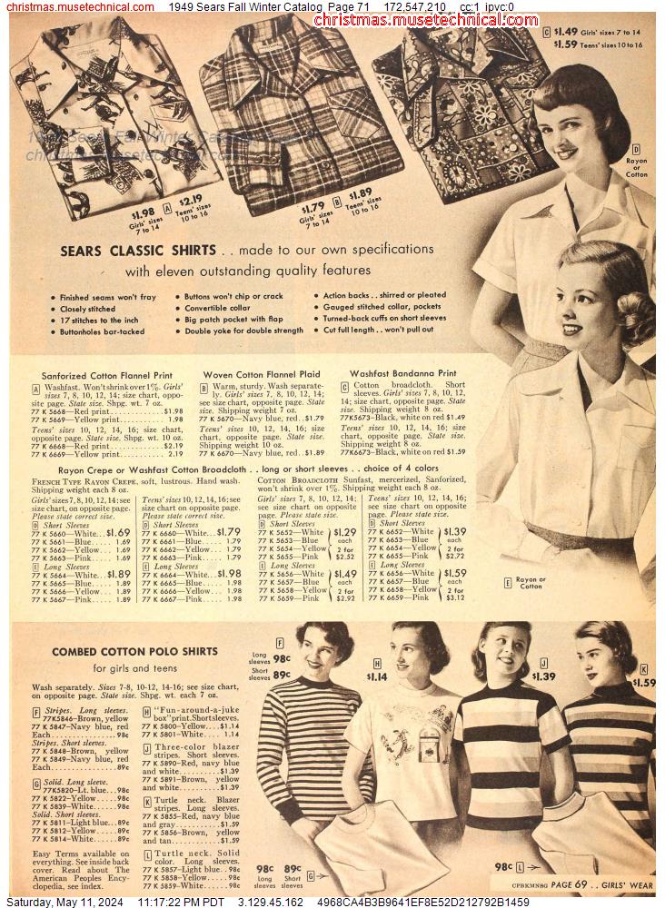 1949 Sears Fall Winter Catalog, Page 71