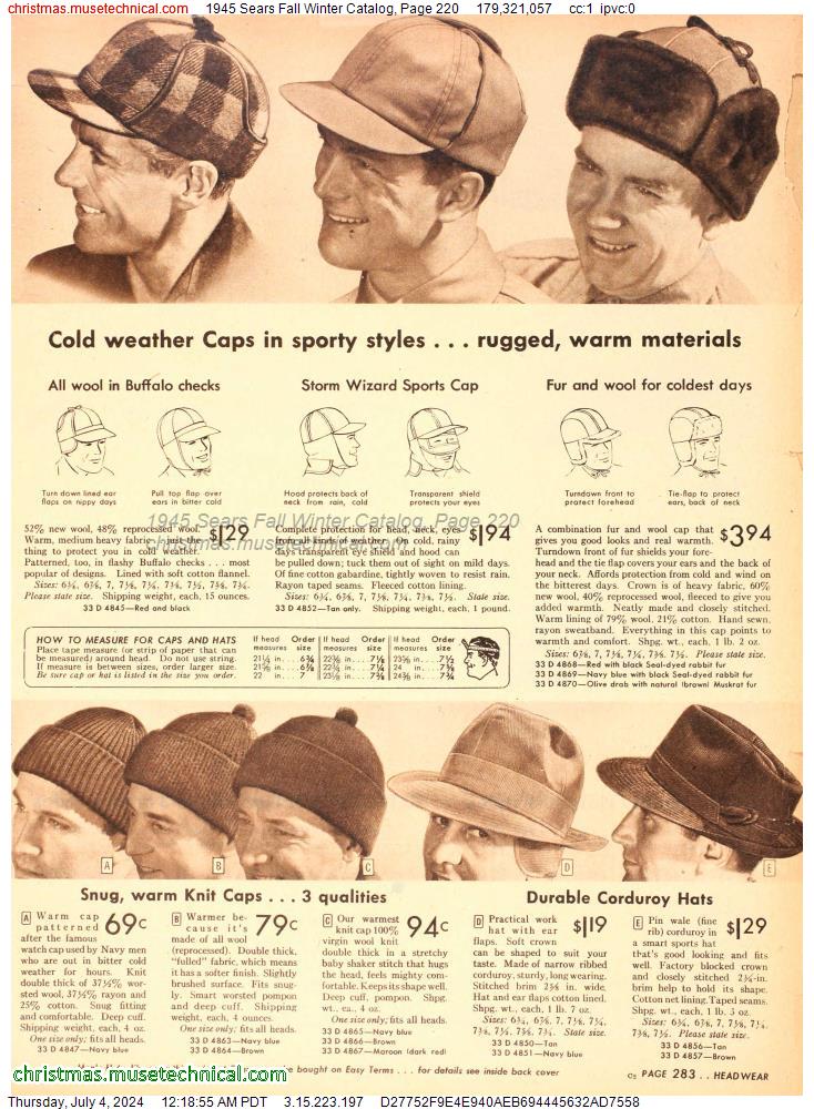 1945 Sears Fall Winter Catalog, Page 220
