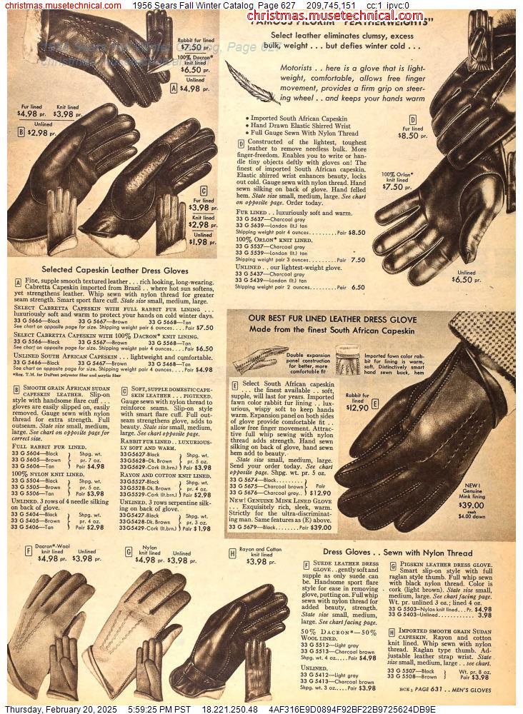 1956 Sears Fall Winter Catalog, Page 627