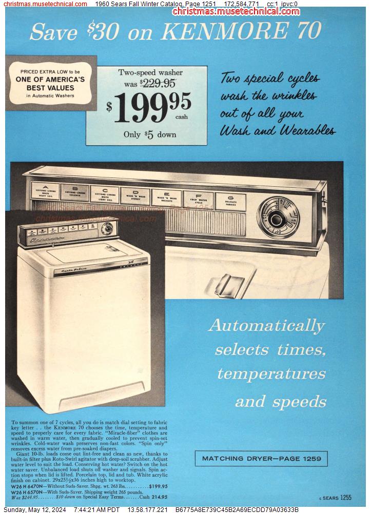 1960 Sears Fall Winter Catalog, Page 1251