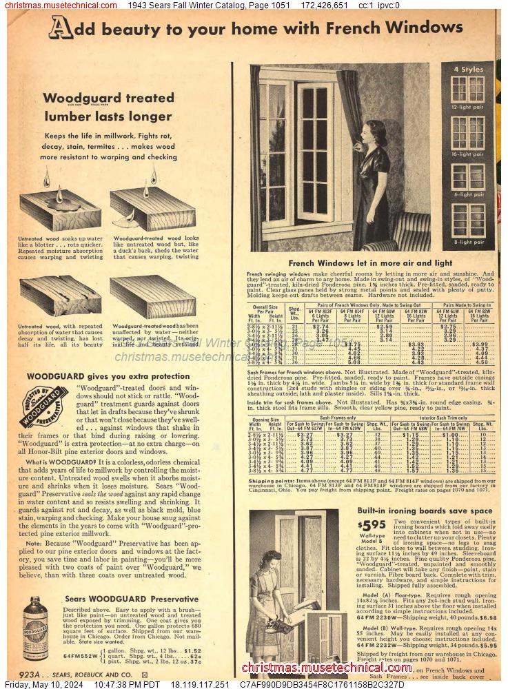 1943 Sears Fall Winter Catalog, Page 1051