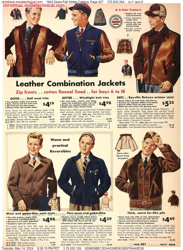1942 Sears Fall Winter Catalog, Page 427