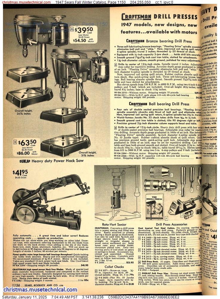 1947 Sears Fall Winter Catalog, Page 1150