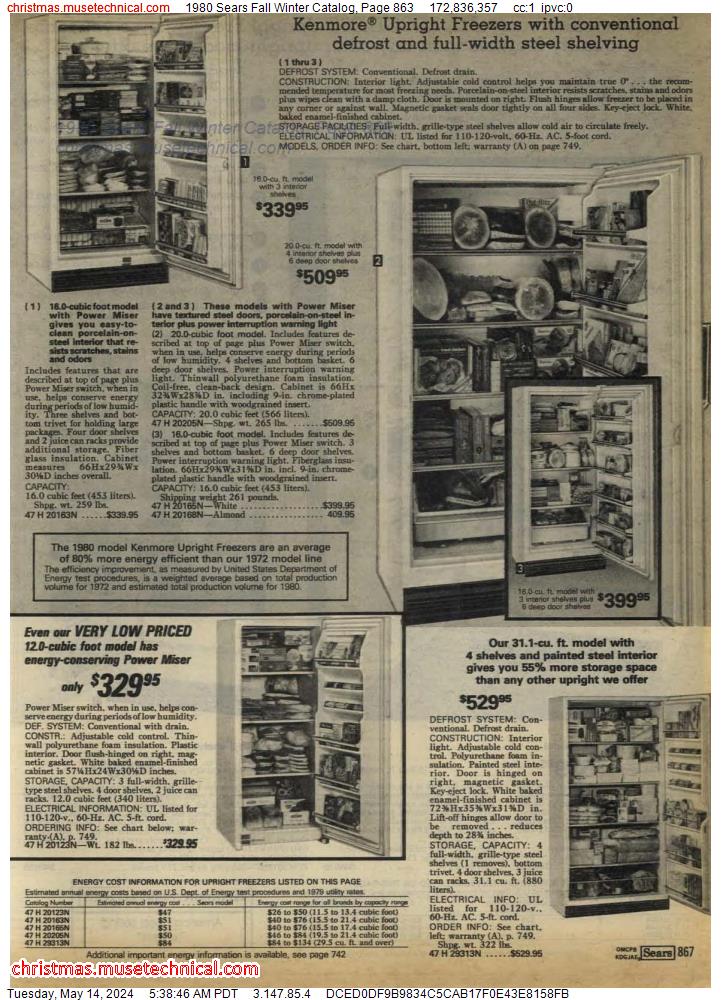1980 Sears Fall Winter Catalog, Page 863