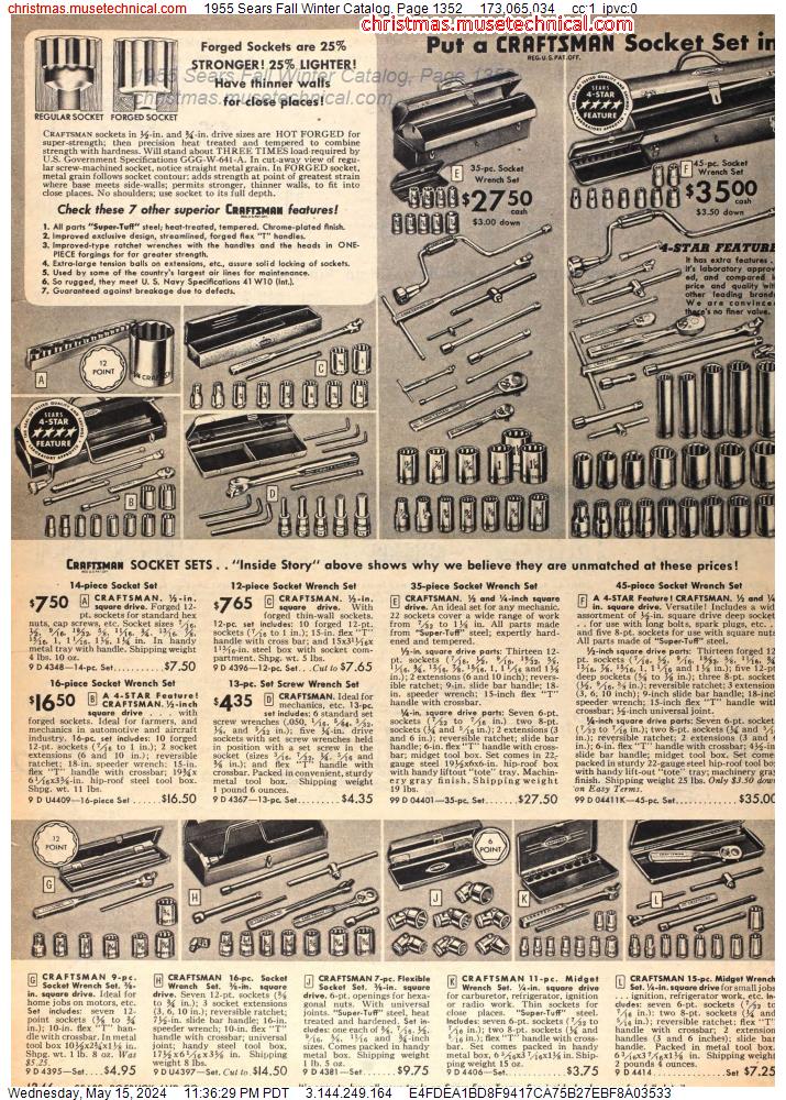 1955 Sears Fall Winter Catalog, Page 1352