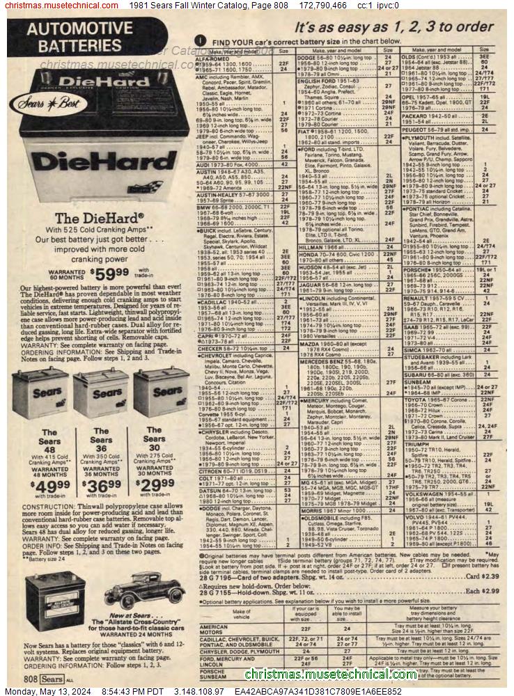 1981 Sears Fall Winter Catalog, Page 808