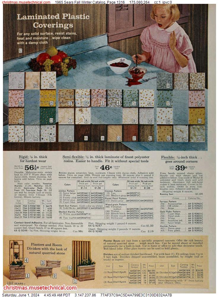 1965 Sears Fall Winter Catalog, Page 1316