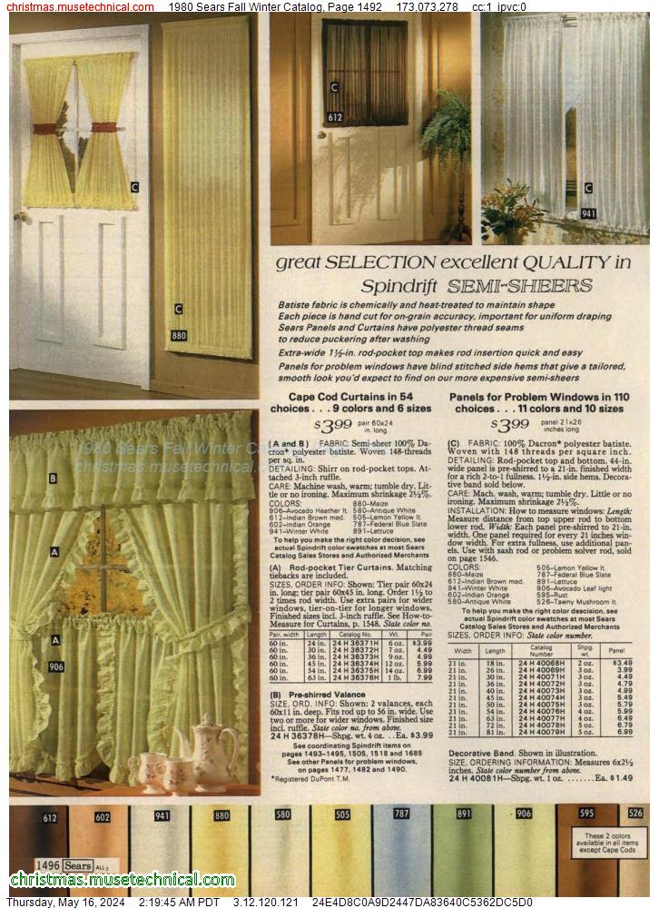 1980 Sears Fall Winter Catalog, Page 1492