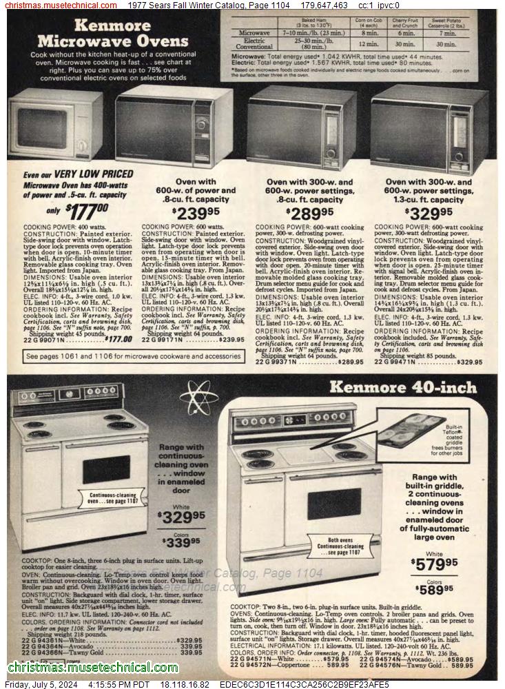 1977 Sears Fall Winter Catalog, Page 1104