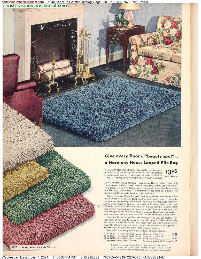 1946 Sears Fall Winter Catalog, Page 830