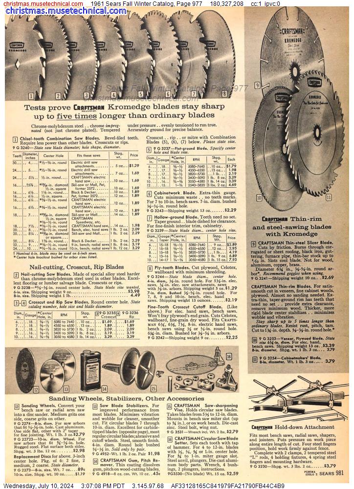 1961 Sears Fall Winter Catalog, Page 977