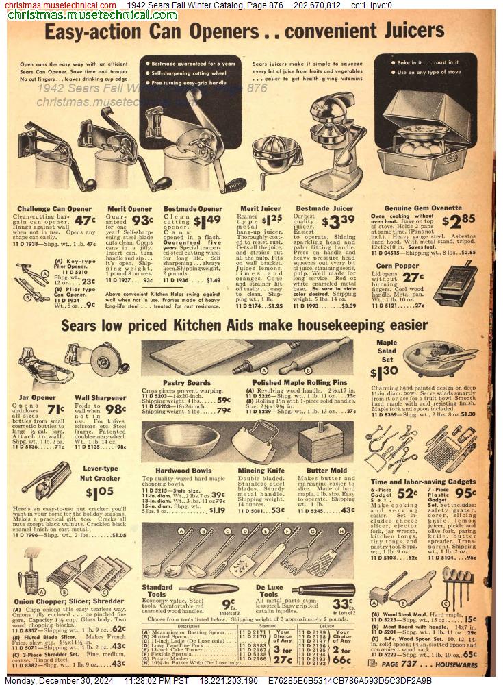 1942 Sears Fall Winter Catalog, Page 876