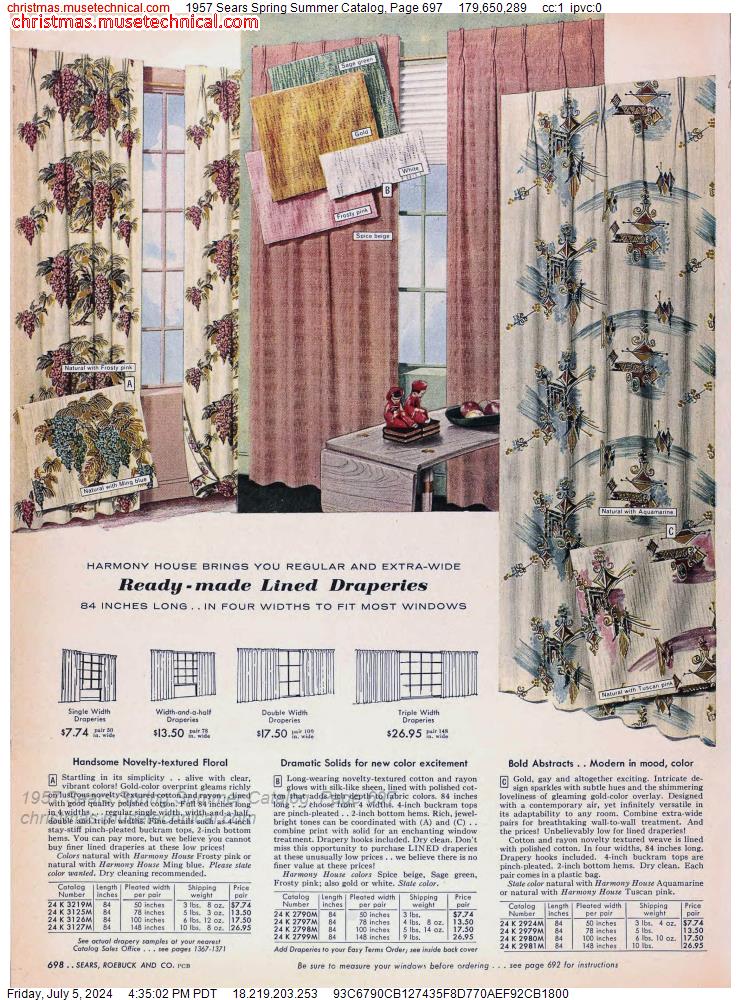1957 Sears Spring Summer Catalog, Page 697