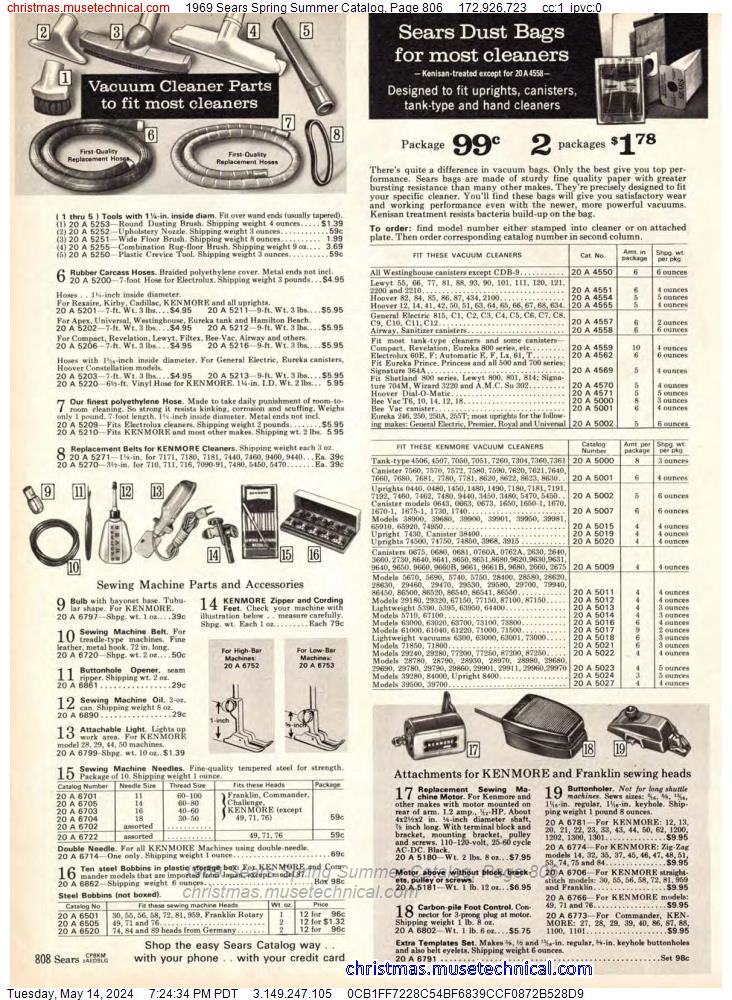 1969 Sears Spring Summer Catalog, Page 806