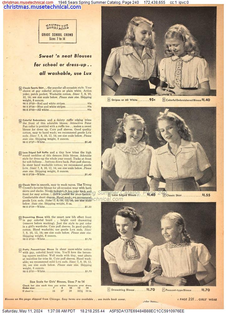 1946 Sears Spring Summer Catalog, Page 240