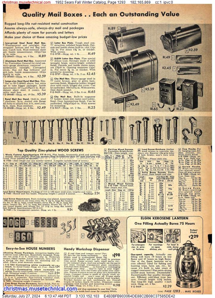 1952 Sears Fall Winter Catalog, Page 1293