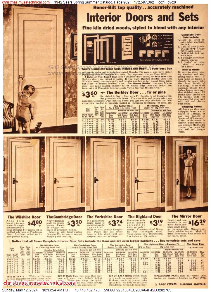 1942 Sears Spring Summer Catalog, Page 962