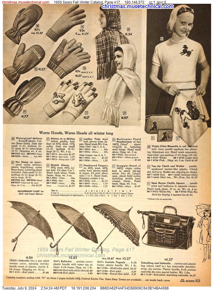 1959 Sears Fall Winter Catalog, Page 417