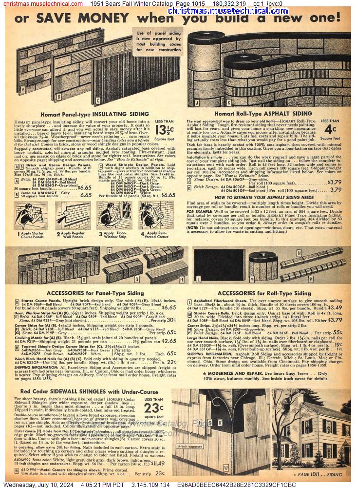 1951 Sears Fall Winter Catalog, Page 1015