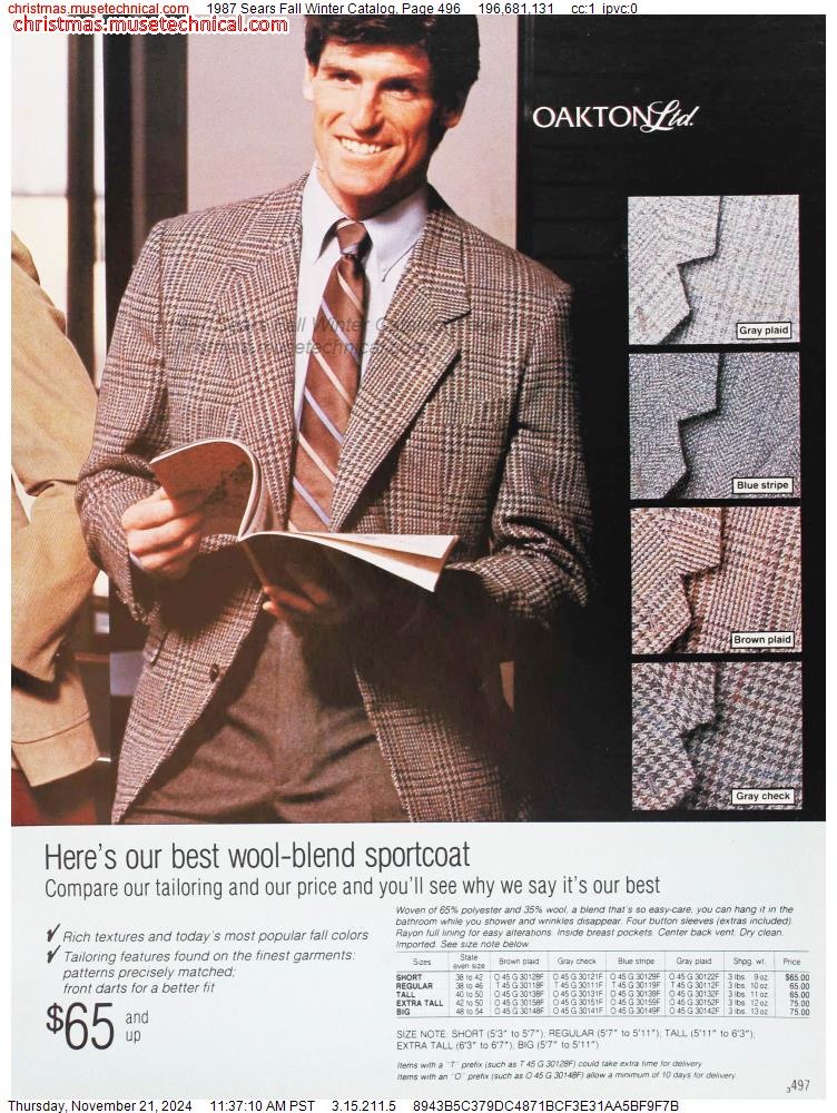 1987 Sears Fall Winter Catalog, Page 496