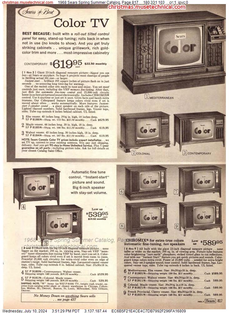 1968 Sears Spring Summer Catalog, Page 817