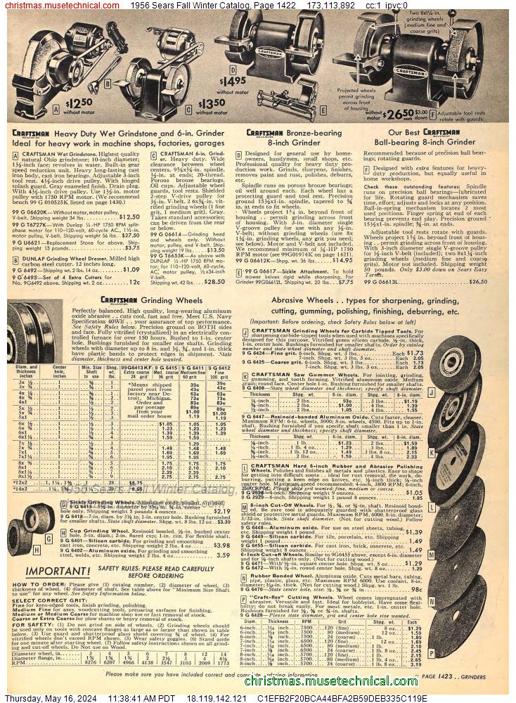 1956 Sears Fall Winter Catalog, Page 1422