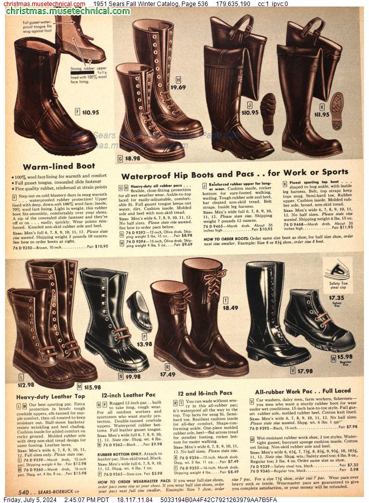 1951 Sears Fall Winter Catalog, Page 536