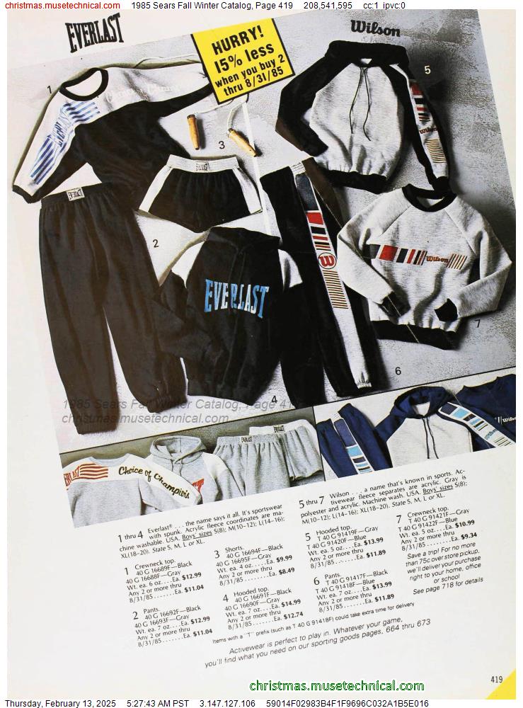 1985 Sears Fall Winter Catalog, Page 419