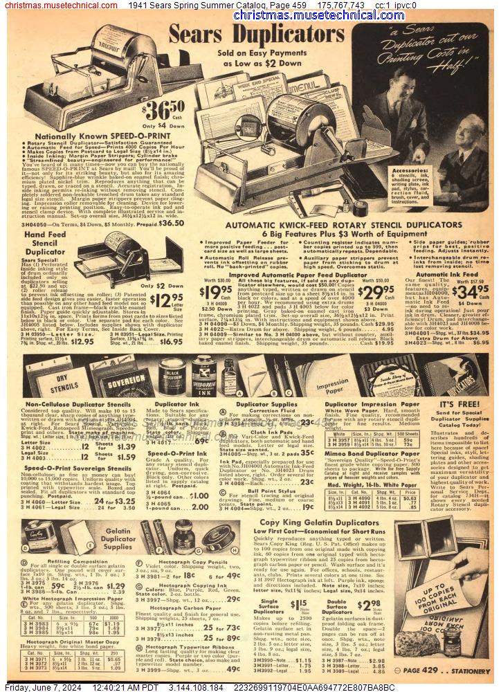 1941 Sears Spring Summer Catalog, Page 459