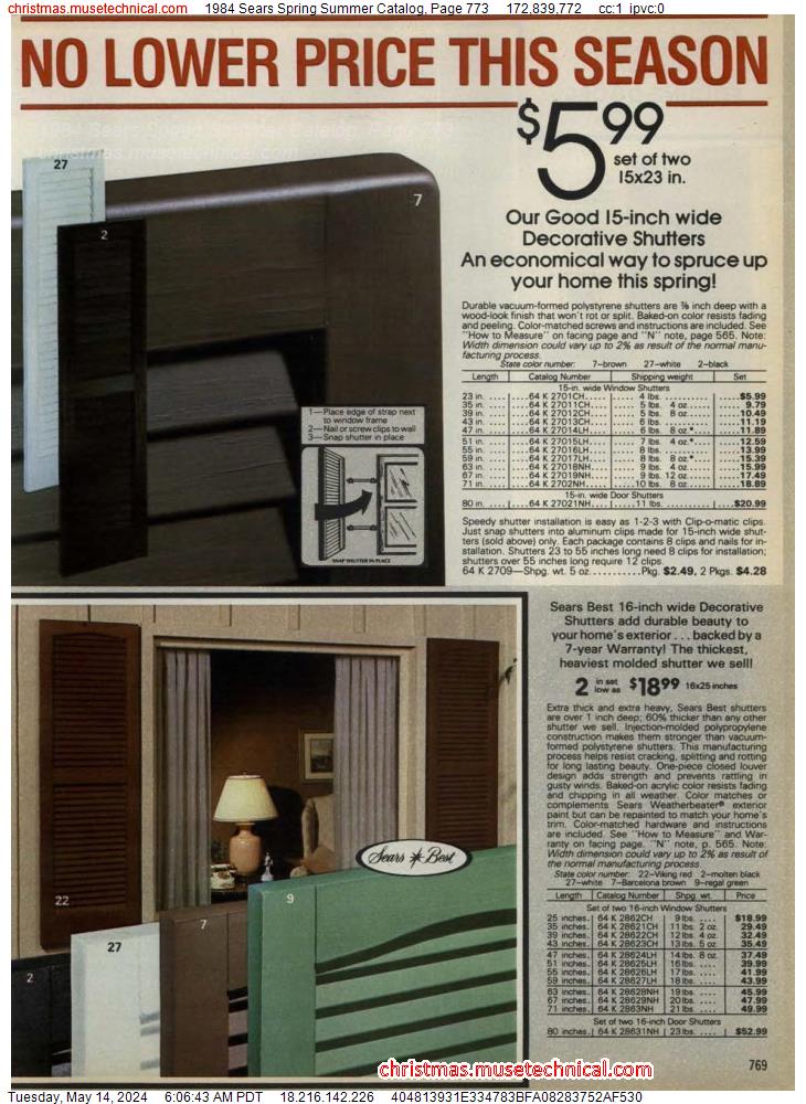 1984 Sears Spring Summer Catalog, Page 773