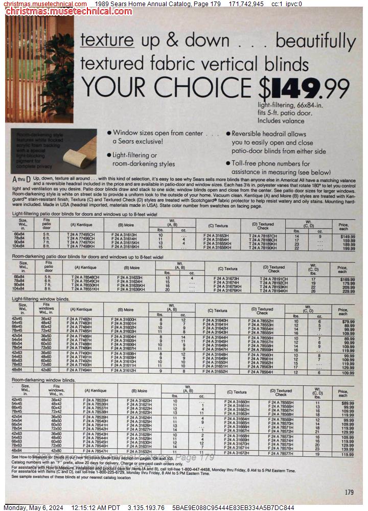 1989 Sears Home Annual Catalog, Page 179