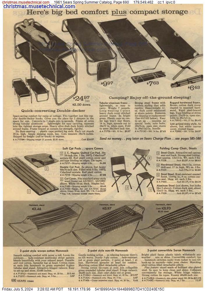 1961 Sears Spring Summer Catalog, Page 690