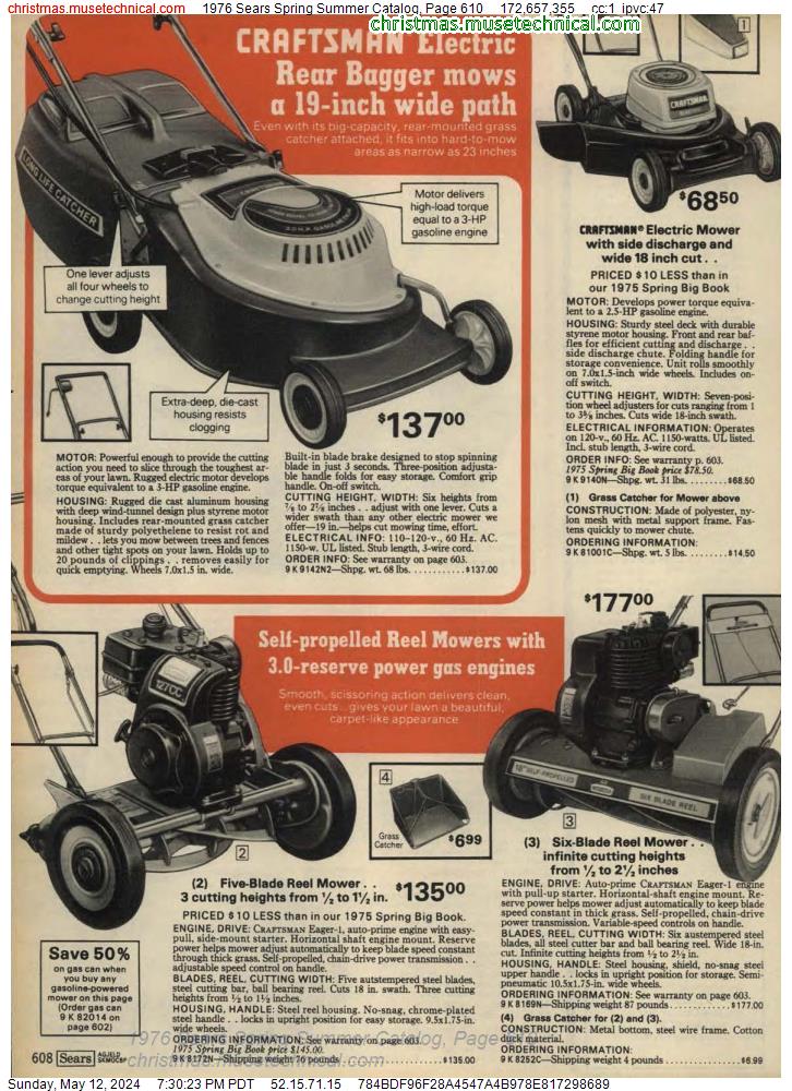 1976 Sears Spring Summer Catalog, Page 610